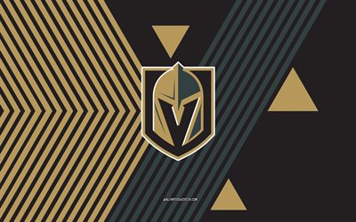 Vegas Golden Knights logo, 4k, American hockey team, golden gray lines background, Vegas Golden Knights, NHL, USA, line art, Vegas Golden Knights emblem, hockey