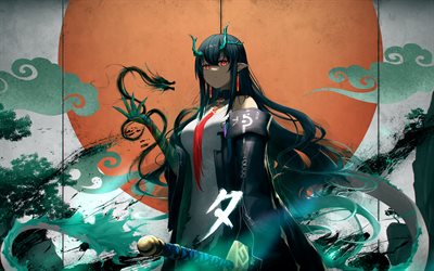 アラン, 4k, 赤い目, 漫画, arknights, アニメキャラクター, 剣, arknightsキャラクター, alain arknights