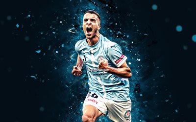 4k, benjamin mazzeo, melbourne city fc, a league, avustralyalı futbolcular, mavi neon işıklar, benjamin mazzeo 4k, futbol, benjamin mazzeo melbourne city