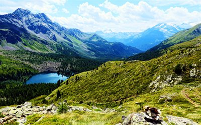 rimasco, 4k, bella natura, montagne, alpi, italia, punti di riferimento italiani, lago europa, estate