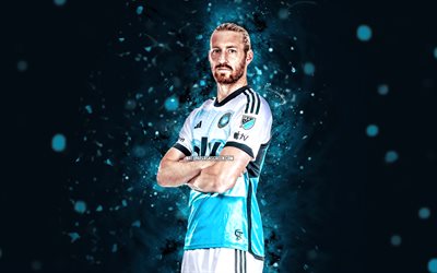 Tim Ream, 4k, blue neon lights, Charlotte FC, MLS, american footballers, Tim Ream 4K, football, soccer, Major League Soccer, Tim Ream Charlotte