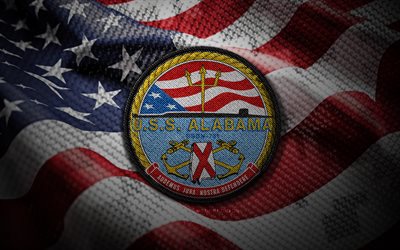 USS Alabama chest, 4K, US flag, SSBN-731, USS Alabama emblem, USS Alabama badge, american warships, USS Alabama
