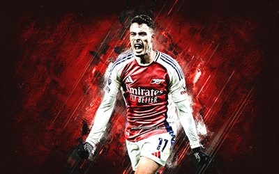 gabriel martinelli, arsenal fc, jogador de futebol brasileiro, fundo de pedra vermelha, arte grunge, premier league, inglaterra, futebol