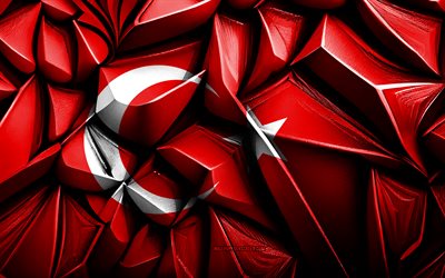 fahne der türkei, 4k, 3d kreative textur, türkei 3d  flagge, europa, truthahnflagge, 3d  kunst, truthahn, flagge der europäischen länder