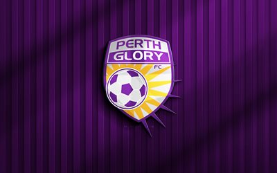 4k, Perth Glory 3D logo, A-League, violet 3D background, soccer, Perth Glory emblem, football, Perth Glory logo, Perth Glory, Australian football club, Perth Glory FC