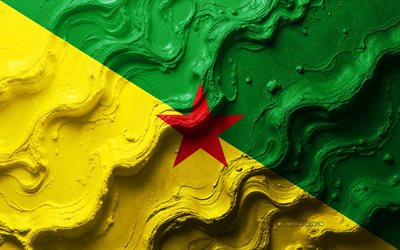 bandera de la guayana francesa, 4k, textura de onda de piedra, bandera de la guayana francesa 3d, sudamerica, banderas de los países de américa del sur, guayana francesa