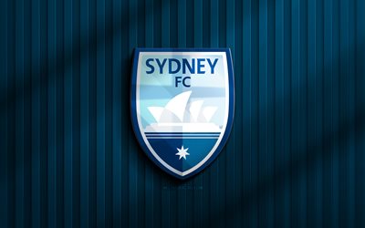 4k, Sydney FC 3D logo, A-League, blue 3D background, soccer, Sydney FC emblem, football, Sydney FC logo, Sydney FC, Australian football club, FC Sydney