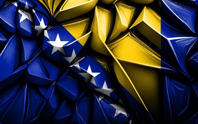 bosniens flagg och hercegovina, 4k, 3d  kreativ struktur, bosnien och hercegovina 3d  flagga, europa, flaggan bosnien och hercegovina, 3d  konst, bosnien och hercegovina, europeiska länder