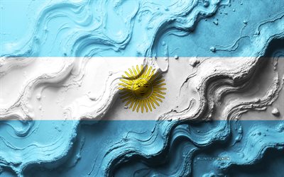 argentinische flagge, 4k, steinwellen textur, flagge von argentinien, 3d argentinienflagge, südamerika, flaggen in südamerika  ländern, argentinien