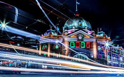 trinity college, 4k, nachtlandschaften, universität von melbourne, straßenlichter, melbourne, australien, melbourne cityscape, melbourne wahrzeichen