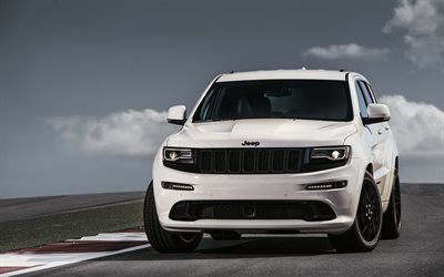 Jeep, Grand Cherokee SRT, 2016, sport crossovers, track racing, white crossover
