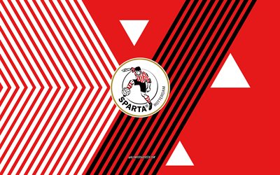 Sparta Rotterdam logo, 4k, Dutch football team, red white lines background, Sparta Rotterdam, Eredivisie, Netherlands, line art, Sparta Rotterdam emblem, football