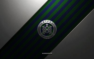 Hartford Athletic logo, 4k, steel background, American soccer club, green blue lines, Hartford Athletic emblem, USL, soccer player, Hartford Athletic, USA, Hartford Athletic metal logo, Hartford Athletic crest