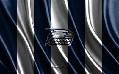 4k, logotipo de las águilas del sur de georgia, ncaa, textura de seda blanca azul, bandera de las águilas del sur de georgia, club de fútbol americano, bandera de seda, emblema de las águilas del sur de georgia, eeuu, águilas del sur de georgia