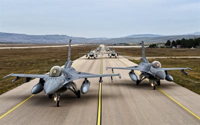 halcón de combate general dynamics f 16, fuerza aérea turca, f 16 en la pista, f 16, pavo, otan