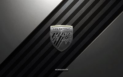 san antonio fc  logo, 4k, teräs tausta, amerikkalainen jalkapalloseura, mustia valkoisia viivoja, san antonio fc  tunnus, usl, jalkapalloilija, san antonio fc, usa, san antonio fc metallilogo, san antonio fc:n vaakuna