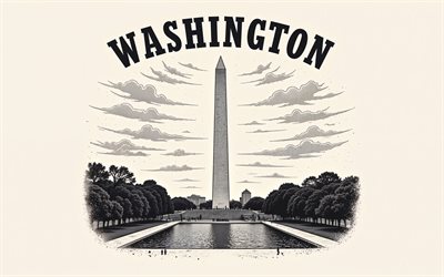 washingtonin monumentti, washington, 4k, vektori taidetta, usa, t paidan taidetta, silta, washingtonin monumenttitaide, washingtonin maamerkki, piirustuksia, washingtonin taide