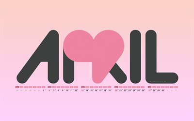 4k, calendario di aprile 2025, minimalismo, aprile 2025, sfondi rosa, calendari di primavera, calendario aprile 2025, iscrizione di aprile, 2025 concetti, calendari di aprile, 2025 calendari, aprile