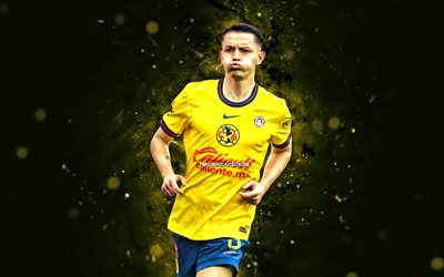 álvaro fidalgo, 4k, luces de neón amarillas, club america, liga mx, futbolistas españoles, álvaro fidalgo 4k, fútbol americano, fútbol, cf america, américa fc, álvaro fidalgo club america