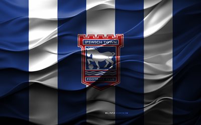 4k, 입 스위치 fc 로고, 블루 흰색 3d 배경, 프리미어 리그, 입 스위치 fc 엠블럼, 영국 축구 팀, 입 스위치 fc 플래그, 3d 텍스처, 영국, 입 스위치 fc, 축구, 입 스위치