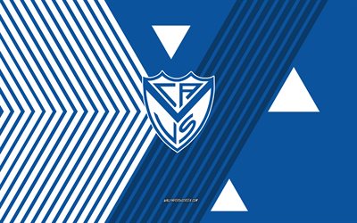 club atlético velez sarsfield logo, 4k, equipo de fútbol de argentina, fondo de líneas blancas azules, club atlético velez sarsfield, división de primera argentina, argentina, arte de línea, club atlético velez sarsfield emblema, fútbol americano, velez sarsfield