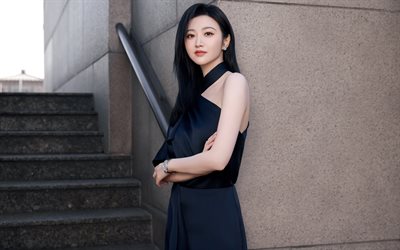 Jing Tian, 4k, chinese actress, movie stars, black dress, chinese celebrity, asian girls, popular actress, Tian Jing, brunette woman, Jing Tian photoshoot