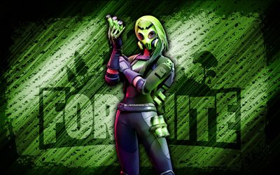 toxin mask fortnite, 4k, fondo diagonal verde, arte grune, fortnita, obra de arte, piel de máscara de toxina, personajes de fortnite, máscara de toxina, piel de máscara de toxina fortnite