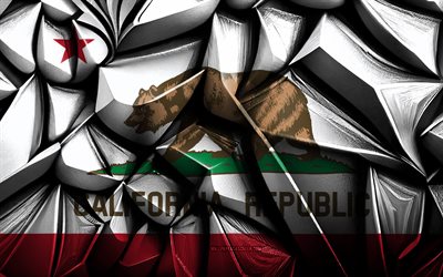 kaliforniens flagga, 4k, 3d  kreativ struktur, kalifornien 3d  flagga, usa, 3d  konst, kalifornien, amerikanska stater, kaliforniens statliga flagga