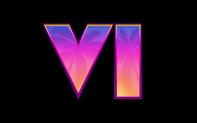 gta vi soyut logosu, 4k, minimalizm, siyah arka planlar, grand theft auto vi, gta 6 logosu, gta 6, oyun markaları, gta vi, gta
