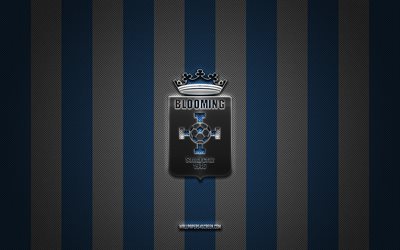 logo di fioritura del club, bolivia football club, divisione bolivia professionale, background di carbonio bianco blu, emblema di fioritura del club, calcio, blooming del club, bolivia, fc di fioritura