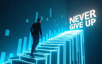 Never Give Up, 4k, businessman, steps up, motivation, inspiration, popular short quotes, Never Give Up concepts, Never Give Up inspiration, creative, Never Give Up Art