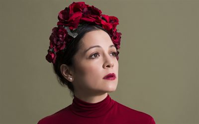 ناتاليا لافوركيد, 4k, المغني المكسيكي, لَوحَة, إلتقاط صورة, فستان بورجوندي, نساء جميلات, ناتاليا لافوركاد التقطت الصور