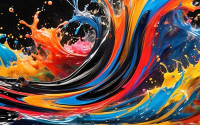 4k, موجات ثلاثية الأبعاد ملونة, بقع الطلاء, تصميم المواد, التجريد الملونة, منحنيات ثلاثية الأبعاد ملونة, خلفية متموجة مجردة, موجات الطلاء ثلاثية الأبعاد, منحنيات مجردة, عمل فني, موجات مجردة, خلفيات مجردة