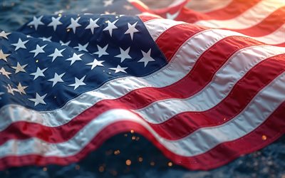 4k, abd bayrağı, kapatmak, 3d dalgalar arka planı, amerikan bayrağı, amerika, ipek dalgaları abd bayrağı, amerika birleşik devletleri