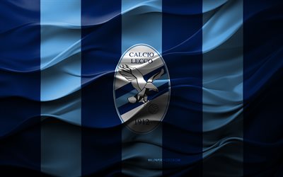 4k, logotipo de lecco, fondo 3d azul, serie b, lecco emblema, equipo de fútbol italiano, bandera de lecco, textura 3d, calcio lecco 1912, italia, lecco, fútbol americano, fútbol