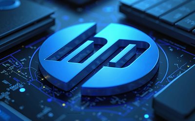 HP 3d logo, 4k, Hewlett-Packard creative 3d logo, blue technology background, Hewlett-Packard logo, HP, creative art, Hewlett-Packard, HP blue logo