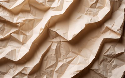 braun zerknittertes papier, 4k, altes papier, grunge  hintergründe, zerknitterte papiertexturen, braune papierhintergrund, alte papiertexturen, packpapier
