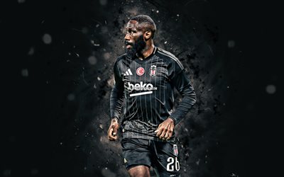 arthur masuaku, 4k, beyaz neon işıklar, besiktas, süper lig, kongo futbolcuları, arthur masuaku 4k, futbol, besiktas jk, bjk, besiktas fc, arthur masuaku besiktas