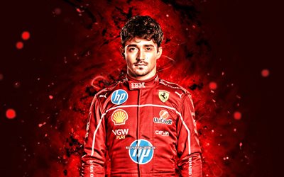 4k, charles leclerc, 창의적인, 스쿠데리아 페라리, 공식 1, monegasque 레이싱 드라이버, 빨간색 초록 배경, charles leclerc 4k, 포뮬러 원, f1, charles leclerc 헬멧, charles leclerc ferrari