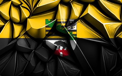ザクセン・アンハルトの旗, 4k, 3dクリエイティブテクスチャ, saxony anhalt 3dフラグ, ドイツ, 3dアート, ザクセン・アンハルト, ドイツ州, ザクセン・アンハルト州の旗