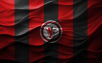 4k, logotipo de foggia de ee uu, fondo 3d negro rojo, serie b, ee uu foggia emblema, equipo de fútbol italiano, bandera de foggia de ee uu, textura 3d, italia, foggia estadounidense, fútbol americano, fútbol, foggia