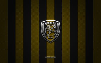 logo burton albion fc, club de football anglais, ligue un, fond de carbone noir jaune, burton albion fc emblem, football, burton albion fc, angleterre, burton albion