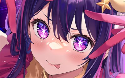 Ai Hoshino, close-up, purple eyes, Oshi no Ko, manga, Oshi no Ko manga series, artwork, Hoshino Ai, protagonist, Ai Hoshino Oshi no Ko