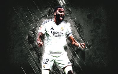 안토니오 루거, 레알 마드리드, 흰색 돌 배경, 그런지 예술, la liga, 스페인, 축구, 안토니오 루거 레알 마드리드, 독일 축구 선수
