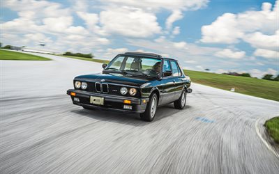 BMW M5, 4k, raceway, 1988 cars, E28, motion blur, 1988 BMW M5, BMW M5 E28, german cars, BMW