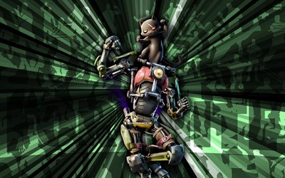 4k, kit de acción, fondo de rayos verdes, piel de kit de acción, kit de acción fortnite, arte abstracto, piel de kit de acción de fortnite, personajes de fortnite, fortnita, arte creativo