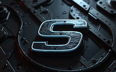 4k, شعار skechers المعدني, مبدع, العلامات التجارية, أضواء النيون الزرقاء, شعار skechers 3d, خوخه, شعار skechers, علامات أزياء, skchers