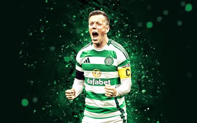 callum mcgregor, 4k, vihreät neonvalot, kelttiläinen, skotlantilainen pääministeri, skotlantilaiset jalkapalloilijat, callum mcgregor 4k, jalkapallo, celtic fc, callum mcgregor celtic