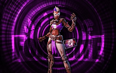 chiara fortnite, 4k, fondo espiral púrpura, fortnita, creativo, piel de chiara, piel fortnite chiara, chiara, personajes de fortnite