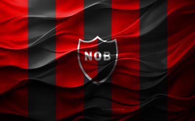 4k, logotipo de newells old boys, fondo 3d negro rojo, división argentina primaria, newells old boys emblema, equipo de fútbol argentino, newells flaga de biños vieales, textura 3d, argentina, newells old boys, fútbol americano, fútbol